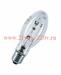 Лампа металлогалогенная HQI E 150/NDL CL E27 11400lm d=54 l=139 прозрач ±360°