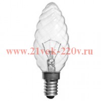Лампа накаливания CLASSIC BW CL 40W 230V E27 (свеча витая прозрачная d=35 l=100)
