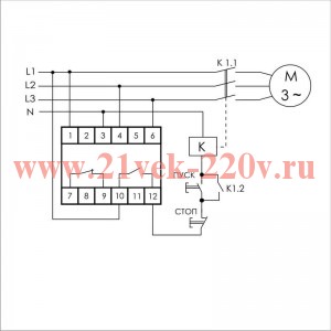 Реле контроля наличия, асимметрии фаз CZF-312 асимметрия 40-80В, задержка откл. 0,3 с, 1NO, 1NC