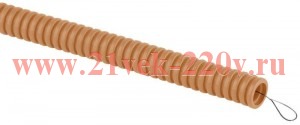 Труба гофрированная легкая ПВХ d20мм с протяжкой сосна (уп.25м) Эра Б0043212
