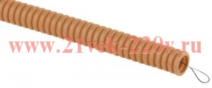 Труба гофрированная легкая ПВХ d25мм с протяжкой сосна (уп.25м) Эра Б0043213