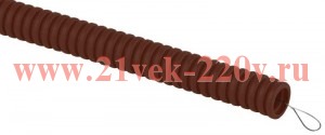 Труба гофрированная легкая ПВХ d20мм с протяжкой дуб (уп.25м) Эра Б0043215