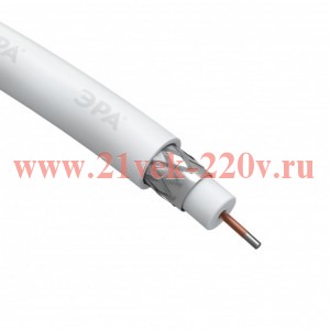 ЭРА RL-32-PVC100 Кабель коаксиальный RG-6U, 75 Ом, CCS/(оплётка Al 32%), PVC, цвет белый, бухта 100