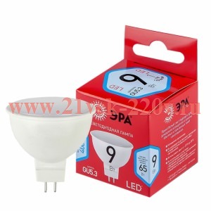 ЭРА Светодиодные лампочки ЭКО LED MR16-9W-840-GU5.3 R GU5.3 R 9Вт софит нейтральный холодный белый 1