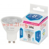 ЭРА Лампочка светодиодная STD LED Lense MR16-8W-840-GU10 GU10 8Вт линзованная софит нейтральный белы