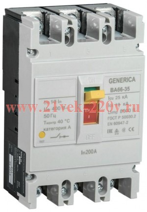 Автоматический выключатель GENERICA ВА66-35 3Р 200А 25кА ИЭК (автомат)