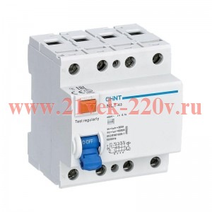 Выключатель дифференциального тока (УЗО) 4п 80А 300мА тип AC 10кА NL1-100 S (R) CHINT 200424