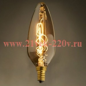 Лампа накаливания Ретро лампа свеча FL-Vintage C35 40W E14 220В 35х118мм
