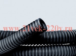 Труба ПНД гибкая гофр. д.25мм, лёгкая с протяжкой, 50м, цвет чёрный ДКС