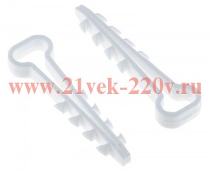 Дюбель-хомут (6х12 мм) для плоского кабеля белый (10 шт.) EKF PROxima