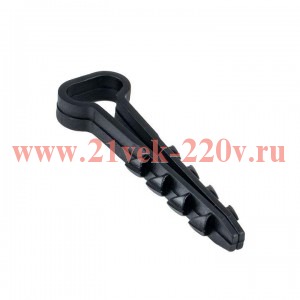 Дюбель-хомут (6х14 мм) для плоского кабеля черный (10 шт.) EKF PROxima