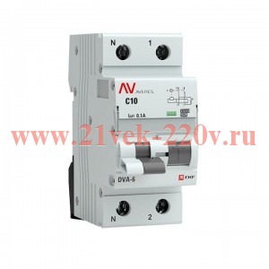 Дифференциальный автомат DVA-6 1P+N 10А (C) 100мА (A) 6кА EKF AVERES