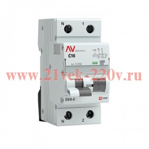 Дифференциальный автомат DVA-6 1P+N 16А (C) 30мА (A) 6кА EKF AVERES