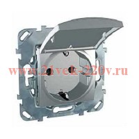 Розетка Unica Top с заземлением и крышкой цвет Алюминий