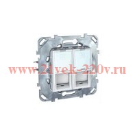 Розетка компьютерная Unica 2хRJ 45 кат. 6 с полем для надписи белая