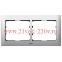 Рамка Legrand Galea Life 2 поста горизонтальная Brushed Aluminium