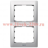 Рамка Legrand Galea Life 2 поста вертикальная Brushed Aluminium