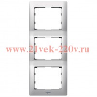 Рамка Legrand Galea Life 3 поста вертикальная Brushed Aluminium