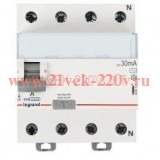 ВДТ DX3 4П 25А AC 100мА N спр. LEGRAND