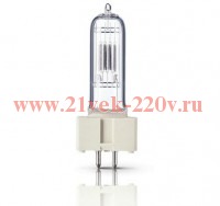 Лампа галогенная 6897P FWS T/29 1200W 230V GX9.5 27600lm 480h d28x120 PHILIPS (OSRAM 64752)