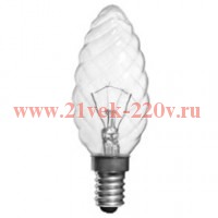 Лампа накаливания CLASSIC BW CL 40W 230V E27 (свеча витая прозрачная d=35 l=100)