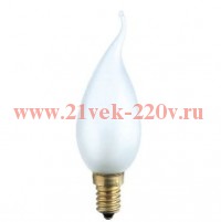 Лампа накаливания DECOR С35 FLAME FR 40W E14 (230V) FOTON_LIGHTING свеча на ветру матовая