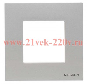 Рамка 1-постовая, 2-модульная, серия Zenit, серебристый (N2271 PL)