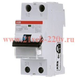 Дифавтомат ABB DS201 C40 AC30 2-полюсный характеристика C 40A 30mA тип АС