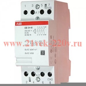 Модульный контактор ESB-24-22 (24А AC1) катушка 24B AC/DC ABB