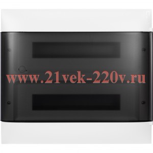 Пластиковый щиток Practibox S встраиваемый (в полые стены) 2X18м с шинами N+PE дымчатая дверь