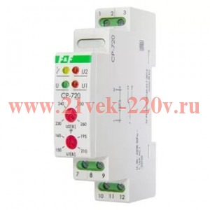 Реле контроля напряжения CP-720 50-450В, 16А, 1NO/NC, отключение за 0,05 с