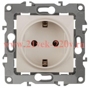 Розетка 2P+E Schuko 16A-250В IP20 Эра 12, слоновая кость 12-2101-02 (бежевый)