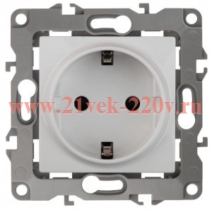 Розетка 2P+E Schuko со шторками 16A-250В IP20 Эра 12, белый 12-2102-01