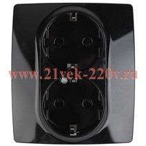 Розетка 2X2P+E Schuko со шторками 16A-250В IP20 Эра 12, чёрный 12-2104-06