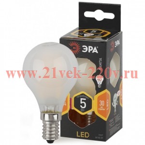 Лампа филаментная светодиодная шарик ЭРА F-LED P45-5W-827-E27 filament теплый свет 528954