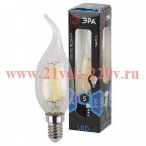 Лампа светодиодная F-LED BXS-5w-840-E14 5Вт свеча на ветру 4000К бел. E14 545лм 170-265В Эра Б001900