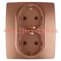 Розетка 2X2P+E Schuko со шторками 16A-250В IP20 Эра 12, медь 12-2104-14