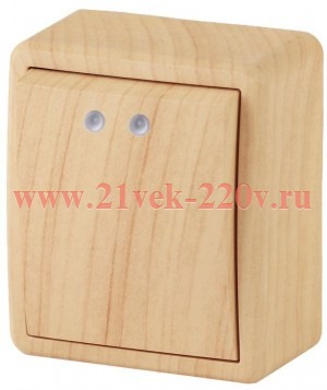 Выключатель 1-кл. ОП Эра Эксперт 10А IP20 11-1202-11 250В 10AX с подсветкой сосна Эра Б0020659