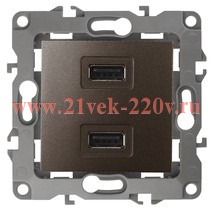 Устройство зарядное USB 230В/5В-2100мА IP20 Эра 12, бронза 12-4110-13