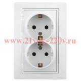 Розетка 2х2P+E Schuko 16А 250В IP20 Intro Plano, белый 1-205-01