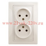 Розетка 2х2P 16А 250В IP20 Intro Plano, слоновая кость 1-204-02 (бежевый)