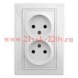 Розетка 2х2P 16А 250В IP20 Intro Plano, белый 1-204-01