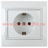 Розетка 2P+E Schuko 16А 250В IP20 Intro Plano, белый 1-202-01