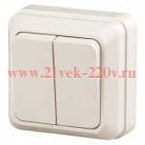 Выключатель двойной 10А-250В IP20 ОУ Intro Quadro, сл.кость 2-104-02 (5055945565836)