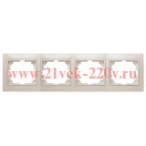 Рамка на 4 поста горизонтальная Intro Plano, слоновая кость 1-504-02 (бежевый)