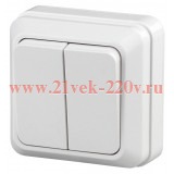 Выключатель двойной 10А-250В IP20 ОУ Intro Quadro, белый 2-104-01 (5055945565805)