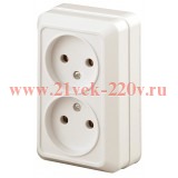 Розетка 2х2P 16А-250В IP20 ОУ Intro Quadro, сл.кость 2-203-02(5056183702649)