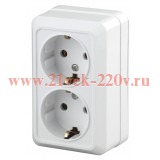 Розетка 2х2P+E Schuko 16А-250В IP20 ОУ Intro Quadro, белый 2-204-01 (5055945591156)