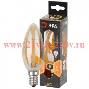 Лампа светодиодная F-LED B35-5w-827-E14 gold ЭРА Б0027939