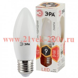 Лампа светодиодная B35-9w-827-E27 свеча 720лм ЭРА Б0027971